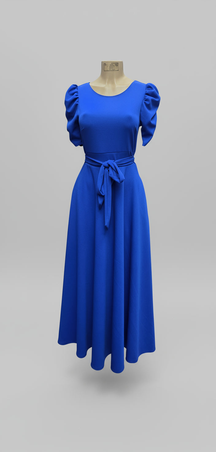 Vestido largo con manga de princesa Azul Rey