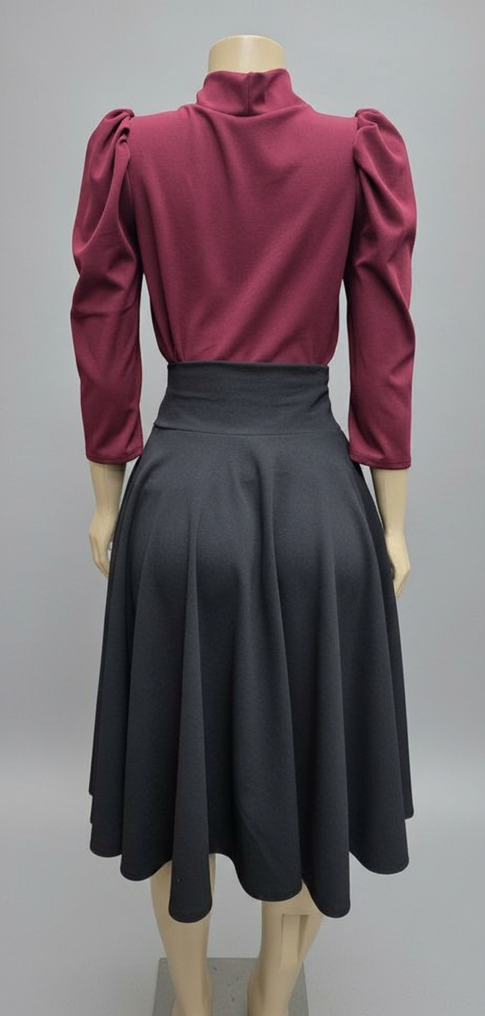 Blusa Manga Tres Cuartos con Lazo en el Cuello Burgandy