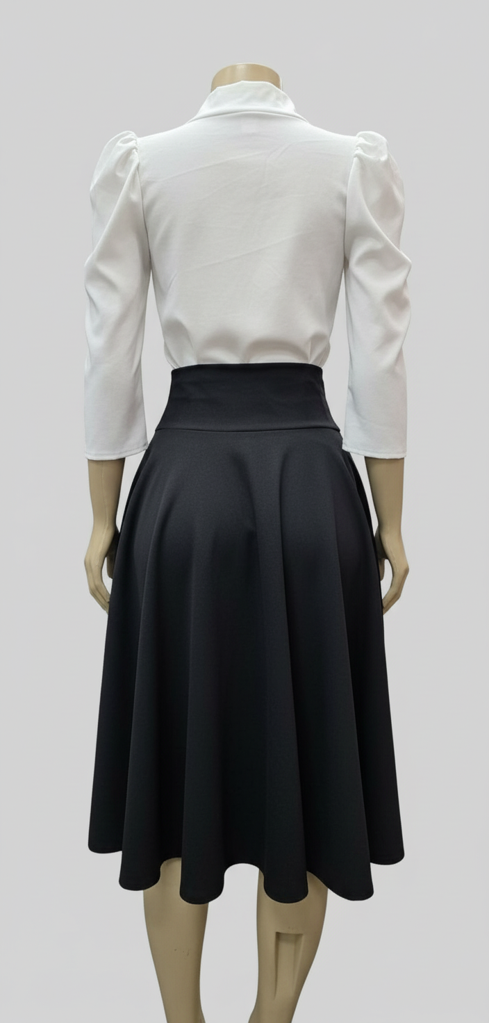 Blusa Manga Tres Cuartos con Lazo en el Cuello Blanco