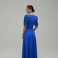 Vestido largo con manga de princesa Azul Rey