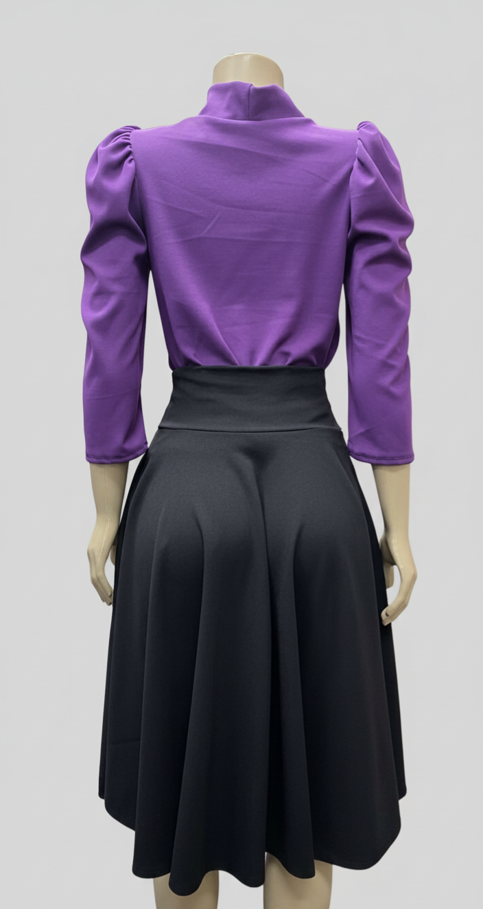 Blusa Manga Tres Cuartos con Lazo en el Cuello Morado