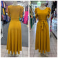 Vestido largo con manga de princesa Mostaza
