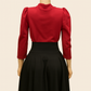 Blusa Manga Tres Cuartos con Lazo en el Cuello Rojo