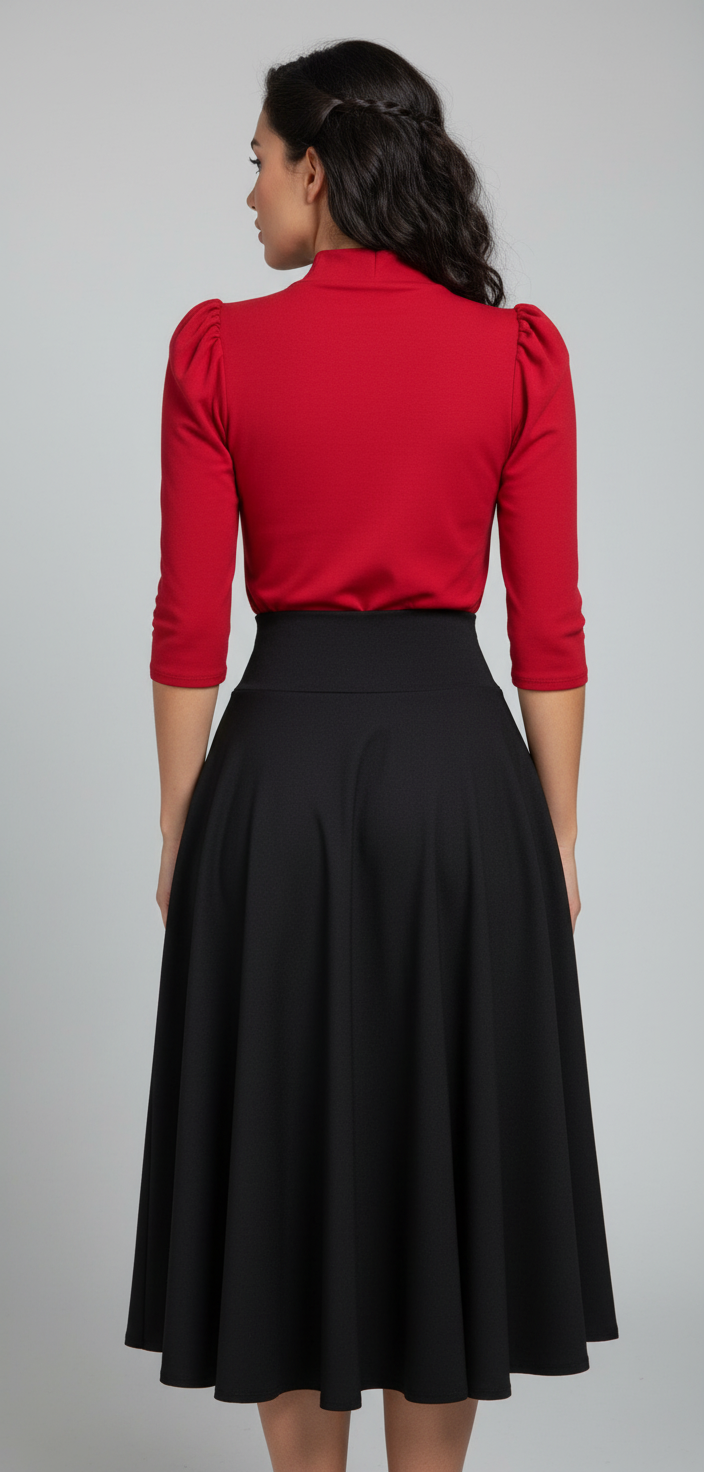 Blusa Manga Tres Cuartos con Lazo en el Cuello Rojo