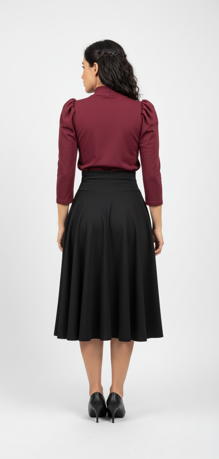 Blusa Manga Tres Cuartos con Lazo en el Cuello Burgandy