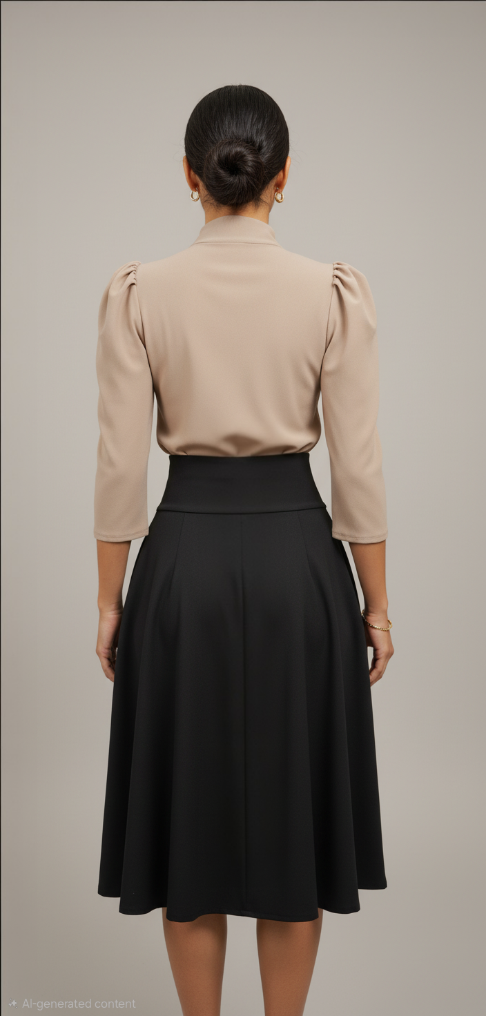 Blusa Manga Tres Cuartos con Lazo en el Cuello – Beige